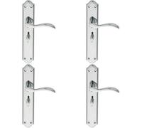 4X Pair Curved Handle On Long Bathroom Backplate 245 X 45mm Polished Chrome