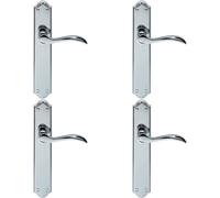 4x PAIR Curved Handle on Long Latch Backplate 245 x 45mm Polished Chrome