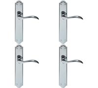 4x PAIR Curved Handle on Long Latch Backplate 245 x 45mm Polished Chrome Loops Multi One Size
