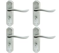 4x PAIR Curved Handle on Sculpted Bathroom Backplate 180 x 48mm Chrome
