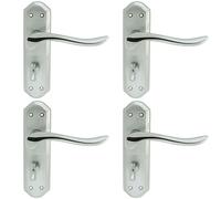 4x PAIR Curved Handle on Sculpted Bathroom Backplate 180 x 48mm Chrome Loops Multi One Size