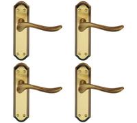 4x PAIR Curved Handle on Sculpted Latch Backplate 180 x 48mm Florentine Bronze Loops Multi One Size