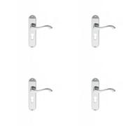 4x PAIR Curved Lever on Chamfered Euro Lock Backplate 180 x 40mm Polished Chrome Loops Multi One Size