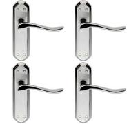 4X Pair Curved Lever On Sculpted Latch Backplate 180 X 48mm Dual Chrome