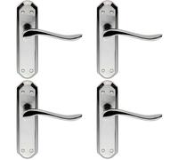 4x PAIR Curved Lever on Sculpted Latch Backplate 180 x 48mm Dual Chrome