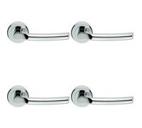 4X Pair Curved Round Bar Handle On Round Rose Concealed Fix Polished Chrome