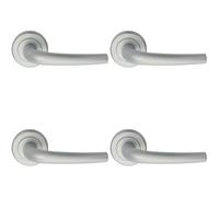 4x PAIR Curved Rounded Bar Handle Concealed Fix Round Rose Satin Chrome