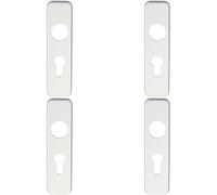 4x PAIR Door Handle Euro Lock Plate for Safety Levers 154 x 40mm Satin Aluminium