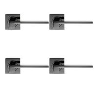4x PAIR Flat Squared Bar Handle on Square Rose Concealed Fix Black Nickel Loops Metallics One Size