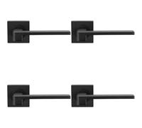 4x PAIR Flat Squared Bar Handle on Square Rose Concealed Fix Matt Black