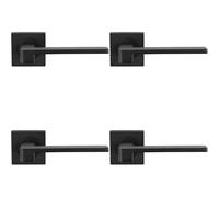 4x PAIR Flat Squared Bar Handle on Square Rose Concealed Fix Matt Black