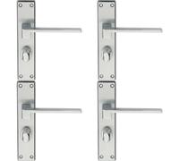 4x PAIR Flat Straight Handle on Bathroom Backplate 180 x 40mm Satin Chrome