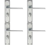 4x PAIR Flat Straight Handle on Bathroom Backplate 180 x 40mm Satin Chrome Loops Multi One Size