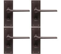 4x PAIR Flat Straight Handle on Slim Bathroom Backplate 150 x 50mm Matt Bronze Loops Multi One Size