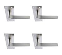 4x PAIR Flat Straight Handle on Slim Bathroom Backplate 150 x 50mm Satin Nickel Loops Metallics One Size