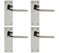 4x PAIR Flat Straight Handle on Slim Latch Backplate 150 x 50mm Polished Nickel Loops Metallics One Size