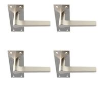 4x PAIR Flat Straight Handle on Slim Latch Backplate 150 x 50mm Satin Nickel