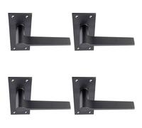 4x PAIR Flat Straight Handle on Slim Lock Backplate 150 x 50mm Matt Black Loops Black One Size