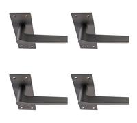 4x PAIR Flat Straight Handle on Slim Lock Backplate 150 x 50mm Matt Bronze Loops Multi One Size