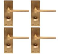4x PAIR Flat Straight Lever on Slim Bathroom Backplate 150 x 50mm Antique Brass Loops Metallics One Size