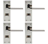 4x PAIR Flat Straight Lever on Slim Bathroom Backplate 150 x 50mm Nickel Loops Metallics One Size