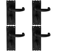 4x PAIR Forged Curved Handle on Bathroom Backplate 155 x 54mm Black Antique