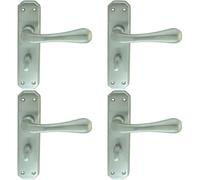 4x PAIR Heavy Duty Handle on Angular Bathroom Backplate 180 x 40mm Satin Chrome Loops Multi One Size