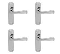 4x PAIR Heavy Duty Handle on Angular Latch Backplate 180 x 40mm Polished Chrome Loops Multi One Size