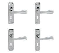 Loops 4x PAIR Heavy Duty Handle on Angular Lock Backplate 180 x 40mm Polished Chrome Loops Multicolor
