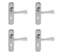 4x PAIR Heavy Duty Handle on Angular Lock Backplate 180 x 40mm Polished Chrome