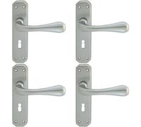 4x PAIR Heavy Duty Handle on Angular Lock Backplate 180 x 40mm Satin Chrome Loops Multi One Size
