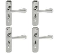 4X Pair Heavy Duty Lever On Angular Bathroom Backplate 180 X 40mm Chrome