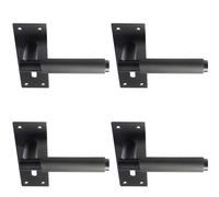 4x PAIR Knurled Round Handle on Slim Lock Backplate 150 x 50mm Matt Black