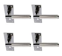 4x PAIR Knurled Round Handle on Slim Lock Backplate 150 x 50mm Polished Nickel