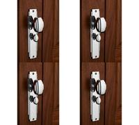 4x PAIR Line Detailed Door Knob on Bathroom Backplate 205 x 45mm Polished Chrome
