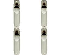 4X Pair Line Detailed Door Knob On Latch Backplate 205 X 45mm Satin Nickel