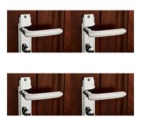 4X Pair Line Detailed Handle On Bathroom Backplate 205 X 45mm Polished Chrome