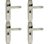4X Pair Line Detailed Handle On Bathroom Backplate 205 X 45mm Satin Nickel