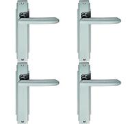 4x PAIR Line Detailed Handle on Latch Backplate 205 x 45mm Polished Chrome