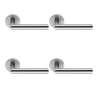 4x PAIR Mitred Round Bar Handle Ringed Design Conceled Fix Satin Steel