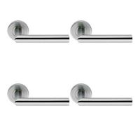 4x PAIR Mitred Round Bar Handle Ringed Design Conceled Fix Satin Steel