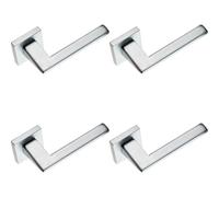 4x PAIR Modern Flat Bar Handle on Square Rose Concealed Fix Satin Chrome