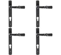 4X Pair Ornate Twisted Lever On Narrow Euro Backplate 220 X 28mm Black Antique