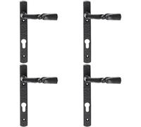 4x PAIR Ornate Twisted Lever on Narrow Euro Backplate 220 x 28mm Black Antique Loops Black One Size