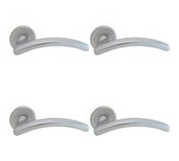 Loops 4x PAIR Oval Shape Arched Bar Handle on Round Rose Concealed Fix Satin Chrome Loops Multicolor