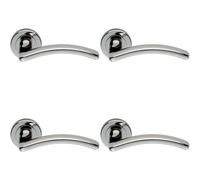Loops 4x PAIR Oval Shape Arched Bar Lever on Round Rose Concealed Fix Polished Chrome Loops Multicolor