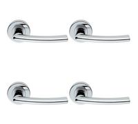 4x PAIR Oval Shaped Curved Bar Handle Concealed Fix Round Rose Polished Chrome