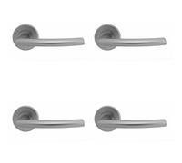 4x PAIR Oval Shaped Curved Bar Handle Concealed Fix Round Rose Satin Chrome