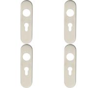 4X Pair Radius Lock Euro Cylinder Plate Cover 170 X 45 X 8mm Satin Steel