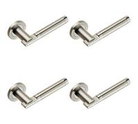 4X Pair Round Bar Handle On 52mm Round Rose Concealed Fix Polished Satin Steel